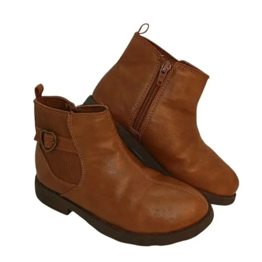 Carter's Toddler Girls Brown Ankle Boots with Heart Buckle - Size 13M